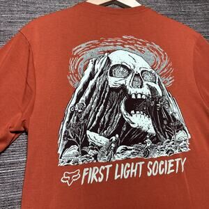Fox Racing T Shirt Men's Medium Short Sleeve Orange First Light Society